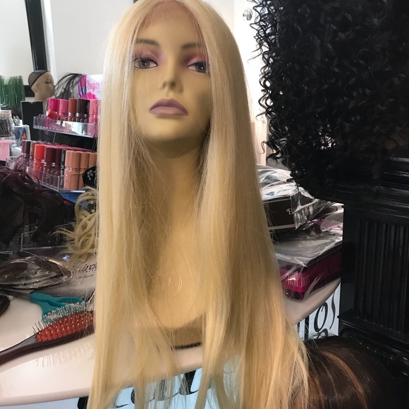 blonde 613 human hair Blende Long Lacefront New - Picture 1 of 7